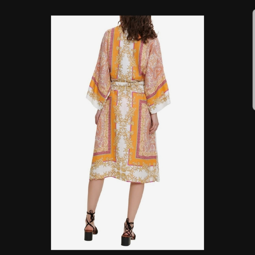 Magaschoni  Kimono Paisley Scarf Print 100% Linen NWT - Picture 4 of 12